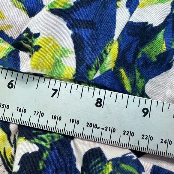 J. Crew Cotton Stretch Shorts Womens 0 Blue Yellow Green Floral Chino Hawaiian - Picture 10 of 11